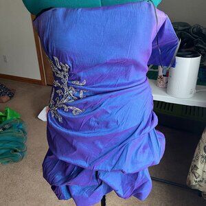 Mini Purple/Blue Dress with Silver detail